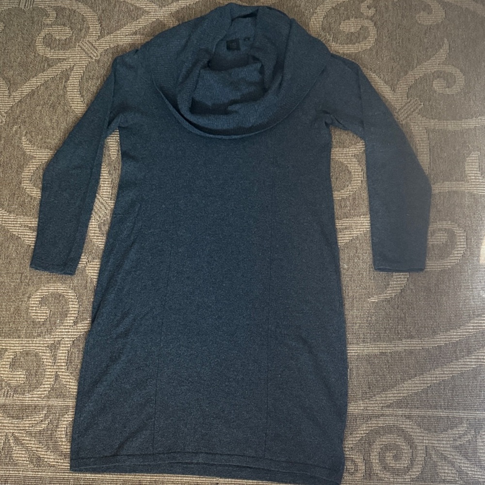 Saks Fifth Avenue Charcoal cashmere Knit Sweater dress elegant classic timeless